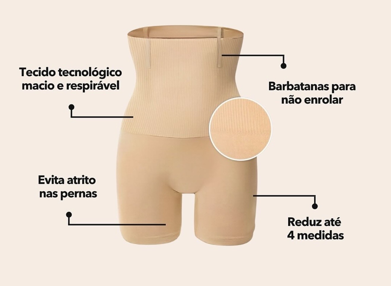 4 barbatanas Flex Hold™ que travam a cinta no lugar.
