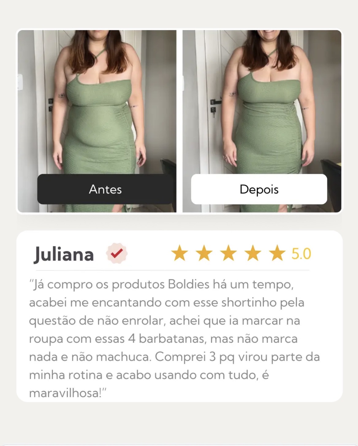 Antes e depois cliente Juliana usando a Ultrasec